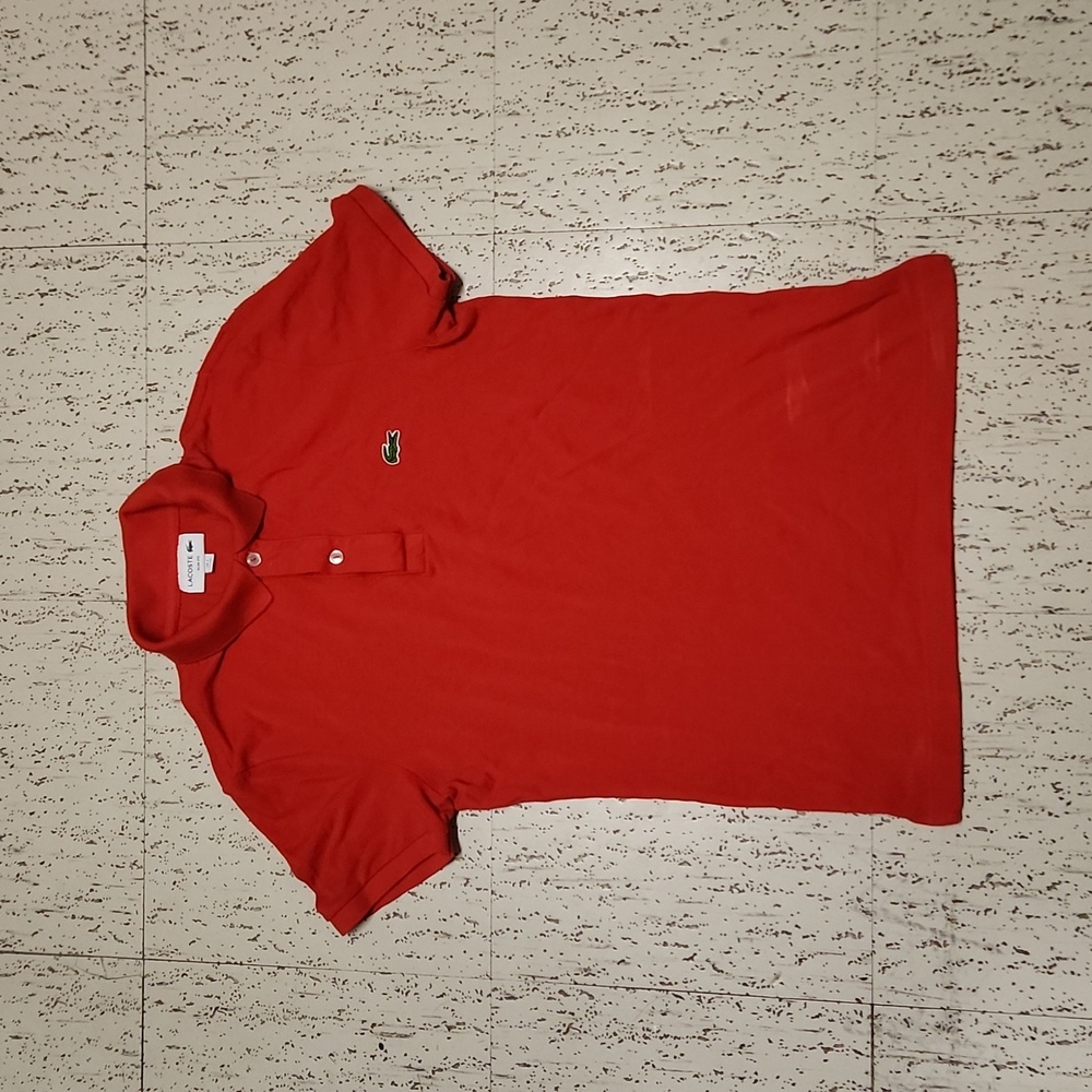Lacoste Red 1/4 Button Down Slim Fit Casual Polo Shirt